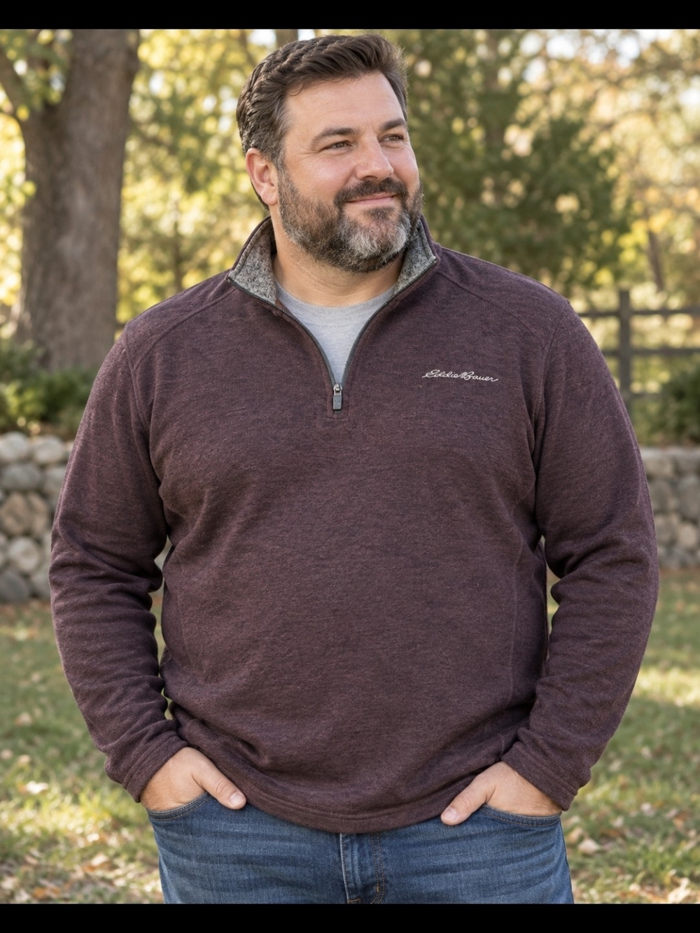 Eddie Bauer Men's 1/4-Zip Sweater - Burgundy Wine